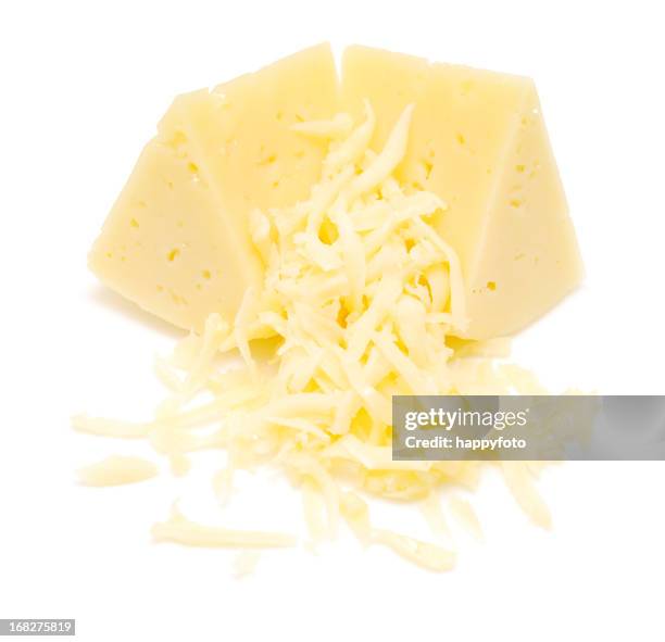 blocks of mozzarella and shredded cheese - grated stock pictures, royalty-free photos & images