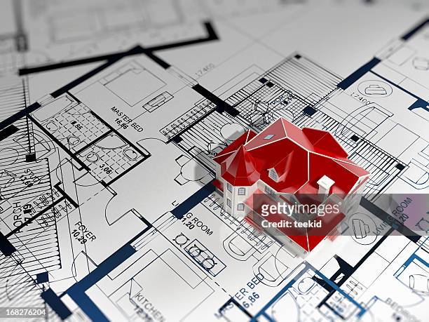 house blueprint - designer wireframe stockfoto's en -beelden