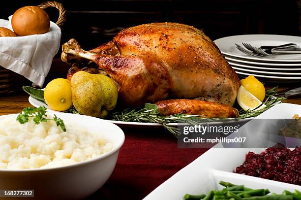 roast turkey - mashed potatoes stock pictures, royalty-free photos & images