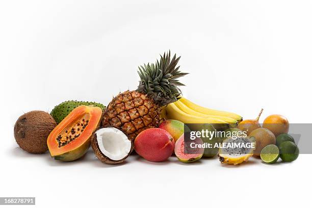 fruit composition - tropical fruit stock pictures, royalty-free photos & images