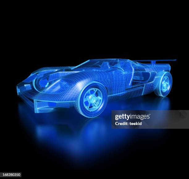 car blueprint-with clipping path - concept car rendering bildbanksfoton och bilder