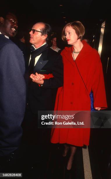 Married American couple, actors Jack Nicholson and Rebecca Broussard attend CBS Records' party for 33rd annual Grammy Awards at the Rainbow Room, New...