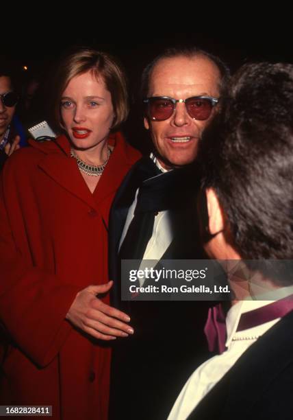 Married American couple, actors Rebecca Broussard and Jack Nicholson attend CBS Records' party for 33rd annual Grammy Awards at the Rainbow Room, New...