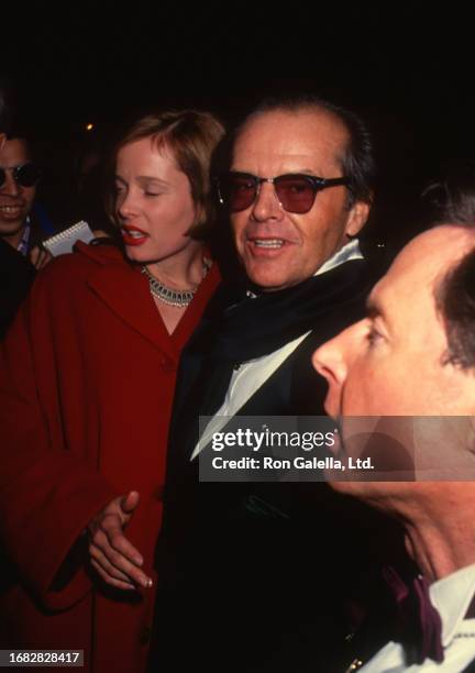 Married American couple, actors Rebecca Broussard and Jack Nicholson attend CBS Records' party for 33rd annual Grammy Awards at the Rainbow Room, New...