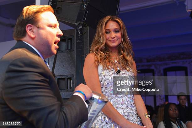 Senior Vice President, Ad Sales, Keith and DIRECTV Genie Hannah Davis speak onstage at DIRECTV's 2013 National Ad Sales Upfront on May 7, 2013 in New...
