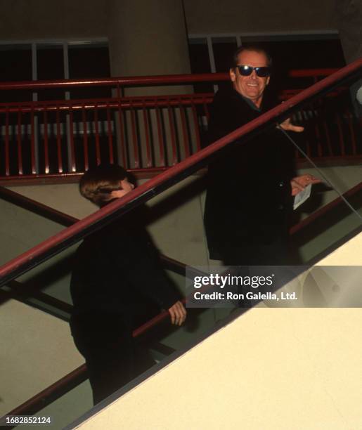 Married American couple, actors Rebecca Broussard and Jack Nicholson attend a premiere of 'The Sheltering Sky at the AMC Century 14 Theater, Century...