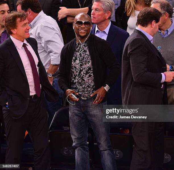 Floyd Mayweather Jr. Attends the New York Knicks vs Indiana Pacers NBA Playoff Game at Madison Square Garden on May 7, 2013 in New York City.