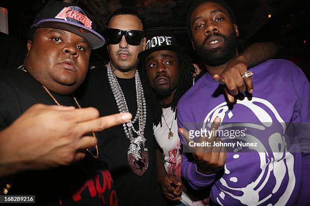 Fred The Godson, French Montana, Wale and Black Cobain attend the French Montana Album listening party at HiLo on May 7, 2013 in New York City.