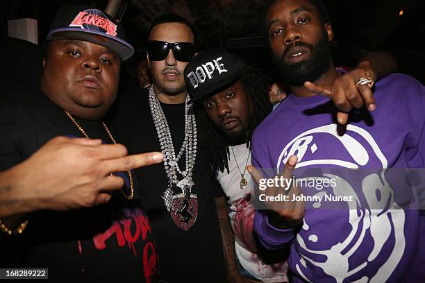 Fred The Godson, French Montana, Wale and Black Cobain attend the French Montana Album listening party at HiLo on May 7, 2013 in New York City.