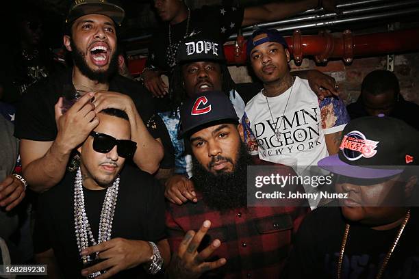 French Montana, Stalley, Fred The Godson, Wale and Chinx Drugz attend the French Montana Album listening party at HiLo on May 7, 2013 in New York...