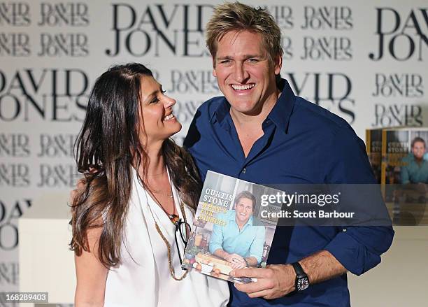 Celebrity Chef Curtis Stone and Cindy Sargon pose at the launch of Stones book "What's For Dinner" at David Jones Bourke Street on May 8, 2013 in...