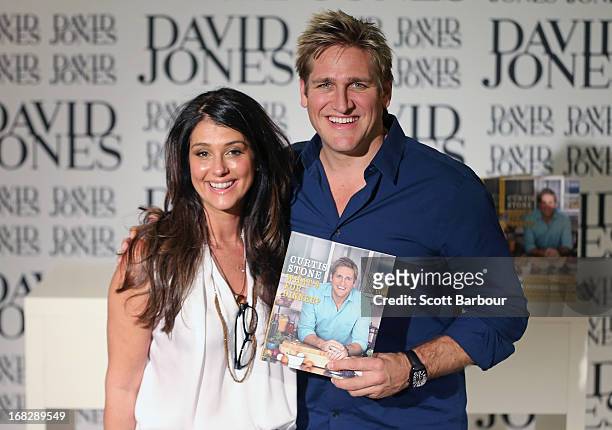 Celebrity Chef Curtis Stone and Cindy Sargon pose at the launch of Stones book "What's For Dinner" at David Jones Bourke Street on May 8, 2013 in...