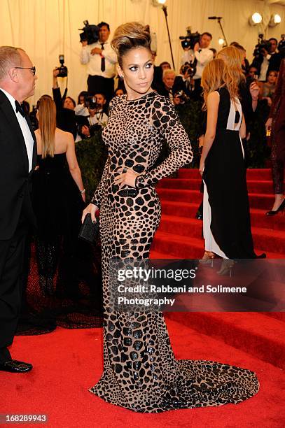 Jennifer Lopez attends the Costume Institute Gala for the "PUNK: Chaos to Couture" exhibition at the Metropolitan Museum of Art on May 6, 2013 in New...
