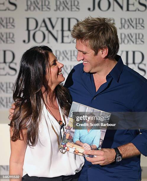 Celebrity Chef Curtis Stone and Cindy Sargon pose at the launch of Stones book "What's For Dinner" at David Jones Bourke Street on May 8, 2013 in...