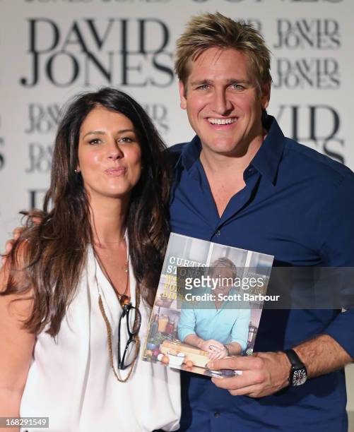 Celebrity Chef Curtis Stone and Cindy Sargon pose at the launch of Stones book "What's For Dinner" at David Jones Bourke Street on May 8, 2013 in...