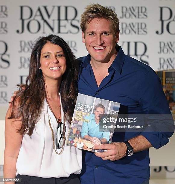 Celebrity Chef Curtis Stone and Cindy Sargon pose at the launch of Stones book "What's For Dinner" at David Jones Bourke Street on May 8, 2013 in...