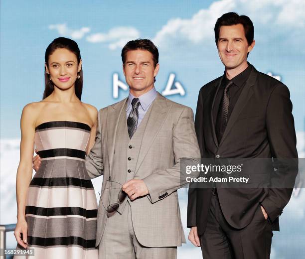 Olga Kurylenko, Tom Cruise and director Joseph Kozinski attend the 'Oblivion' Japan Premiere at Roppongi Hills on May 8, 2013 in Tokyo, Japan. The...