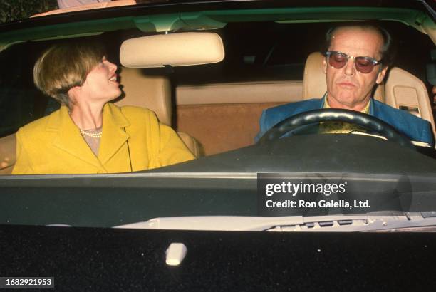 Married American couple, actors Rebecca Broussard and Jack Nicholson sighted, in a car, at Chasen's Restaurant, Beverly Hills, California, October 5,...
