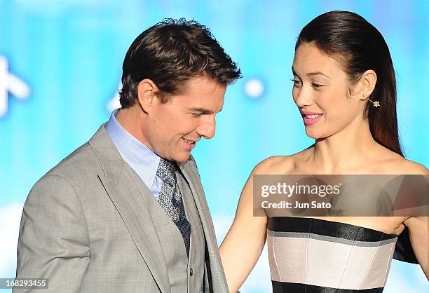 Tom Cruise and Olga Kurylenko attend the 'Oblivion' Japan Premiere at Roppongi Hills on May 8, 2013 in Tokyo, Japan. The film will open on May 31 in...