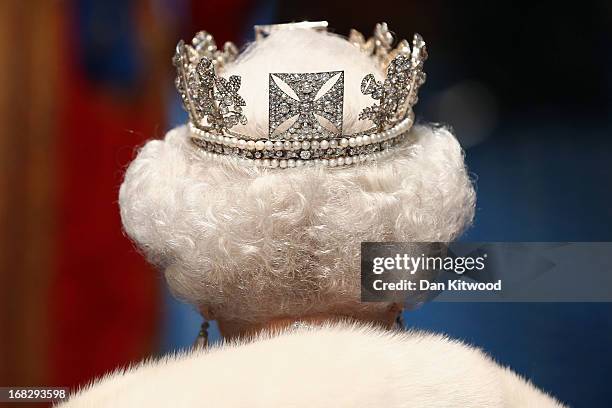 Queen Elizabeth II arrives ahead of the State Opening of Parliament on May 8, 2013 in London, England. Queen Elizabeth II unveiled the coalition...