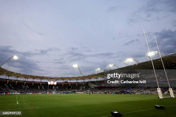 General view of the inside of the stadium prior to the Rugby World Cup France 2023 match between New Zealand and Namibia at Stadium de Toulouse on...