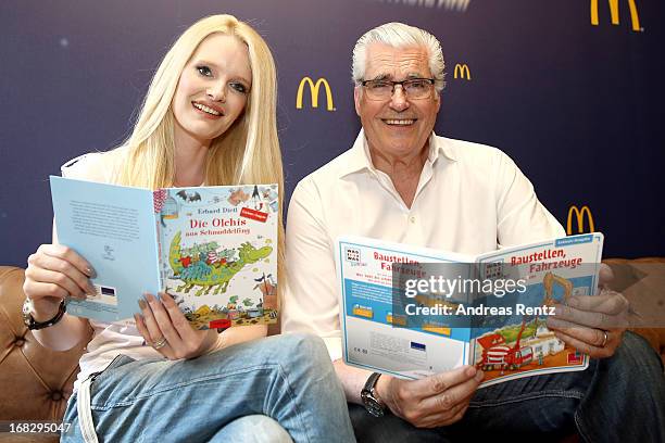 Mirja du Mont and Sky Du Mont attend McDonald's Reading Event at McDonalds Kurfuersten Damm on May 8, 2013 in Berlin, Germany.