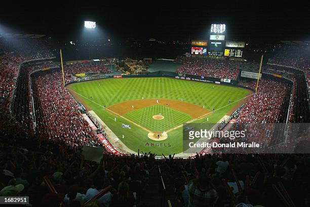 General view of Edison Field during game one of the World Series San Francisco Giants against the Anaheim Angels on October 19, 2002 at Edison Field...