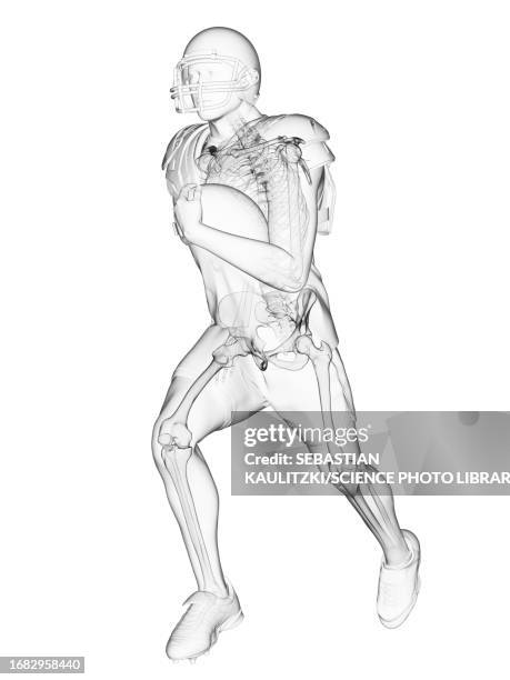 skeleton of an american football player, illustration - team sport stock illustrations