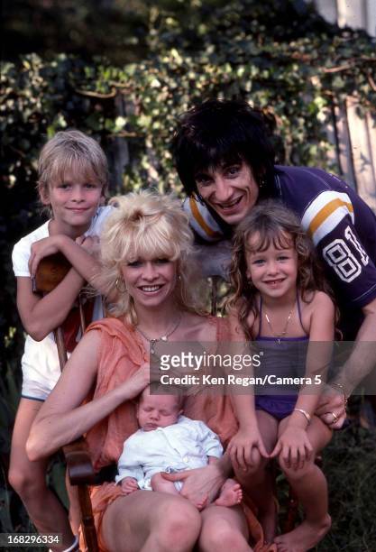 Ronnie Wood of the Rolling Stones, Jo Wood and children Leah, Tyrone and Jamie are photographed in 1983 in Los Angeles, California. CREDIT MUST READ:...