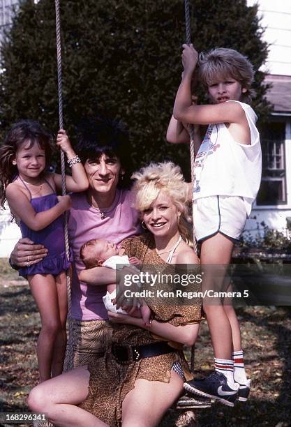 Ronnie Wood of the Rolling Stones, Jo Wood and children Leah, Tyrone and Jamie are photographed in 1983 in Los Angeles, California. CREDIT MUST READ:...