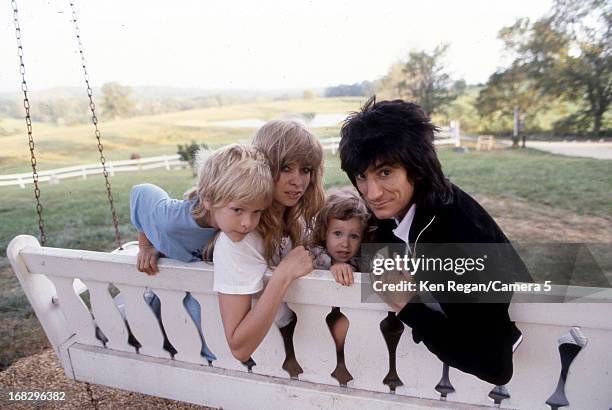 Ronnie Wood of the Rolling Stones, Jo Wood and children Leah and Jamie are photographed in 1983 in Los Angeles, California. CREDIT MUST READ: Ken...