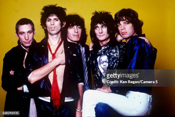 The Rolling Stones are photographed at the Camera 5 studios in 1977 in New York City. CREDIT MUST READ: Ken Regan/Camera 5 via Contour by Getty...