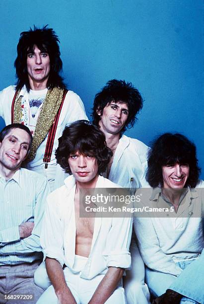 The Rolling Stones are photographed at the Camera 5 studios in 1977 in New York City. CREDIT MUST READ: Ken Regan/Camera 5 via Contour by Getty...