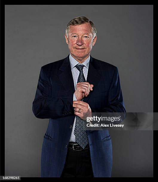 Portrait of Manager Sir Alex Ferguson of Manchester United at Carrington Training Ground on April 3, 2013 in Manchester, England.
