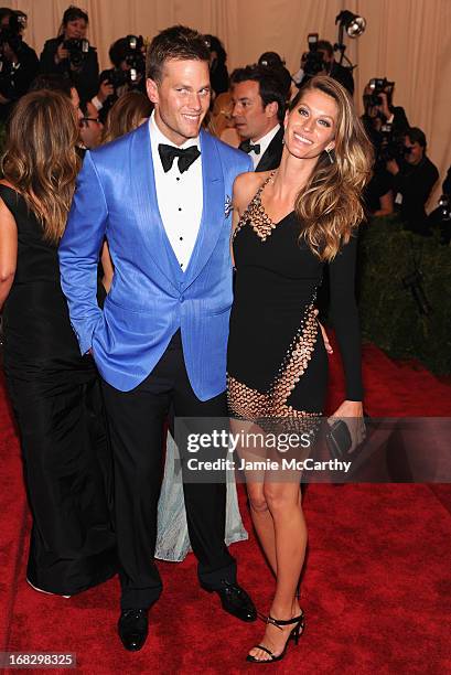 Tom Brady and Gisele Bundchen attend the Costume Institute Gala for the "PUNK: Chaos to Couture" exhibition at the Metropolitan Museum of Art on May...