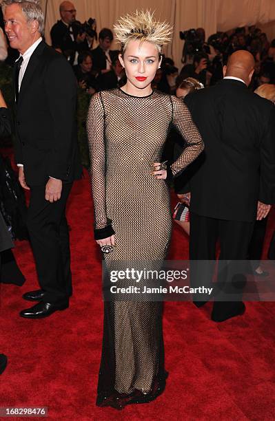 Miley Cyrus attends the Costume Institute Gala for the "PUNK: Chaos to Couture" exhibition at the Metropolitan Museum of Art on May 6, 2013 in New...