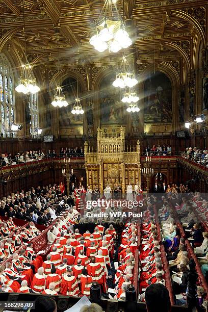 General view as Camilla, Duchess of Cornwall, Prince Charles, Prince of Wales, Queen Elizabeth II and Prince Philip, Duke of Edinburgh attend the...