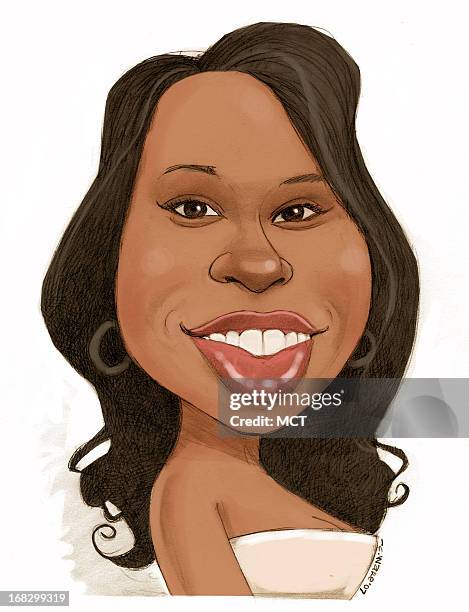 Chris Ware color caricature of singer/actress Jennifer Hudson.