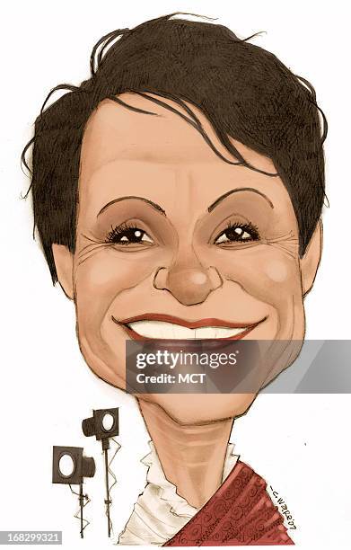 Chris Ware color caricature of Latin actress Adrianna Barraza.