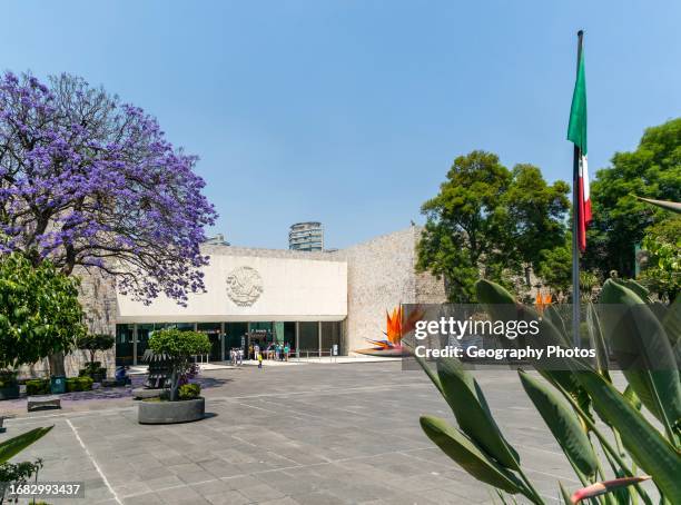 Exterior of the National Anthropology Museum, Museo Nacional de Antropologia, Mexico City, Mexico.