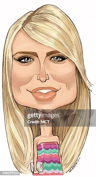 Chris Ware color caricature of U.K. Model Alex Curran.