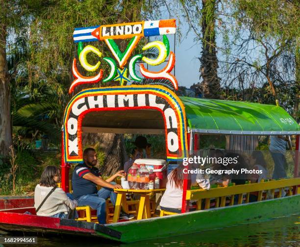 Popular tourist attraction boating Xochimiloco, Mexico City, Mexico.