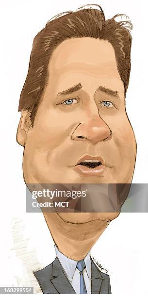 Chris Ware color caricature of British Liberal Democrats party leader Nick Clegg.