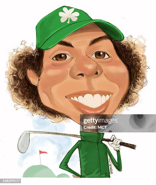 Chris Ware color caricature of golfer Rory McIlroy.