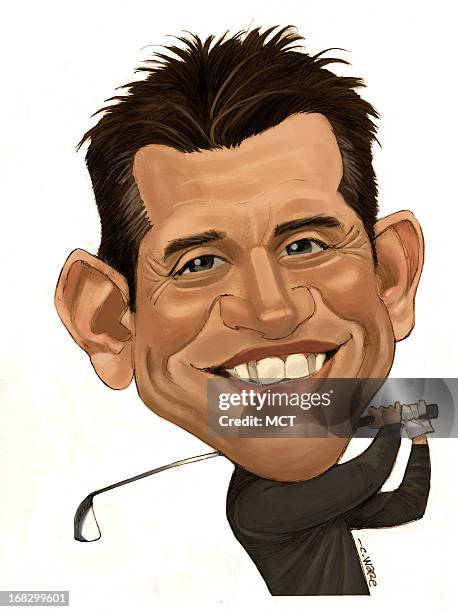 Chris Ware illustration of English golfer Lee Westwood.