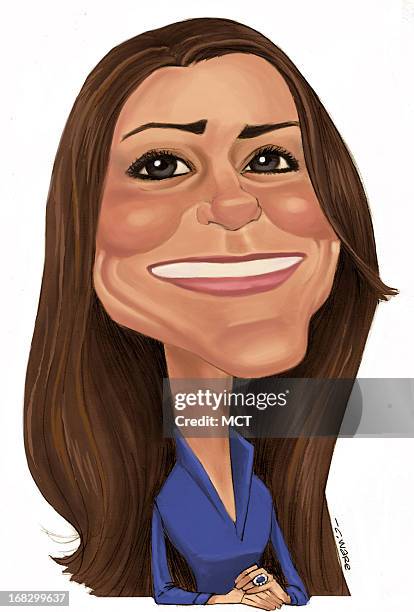 Chris Ware illustration of Catherine "Kate" Middleton, fiancee of Britain's Prince William.