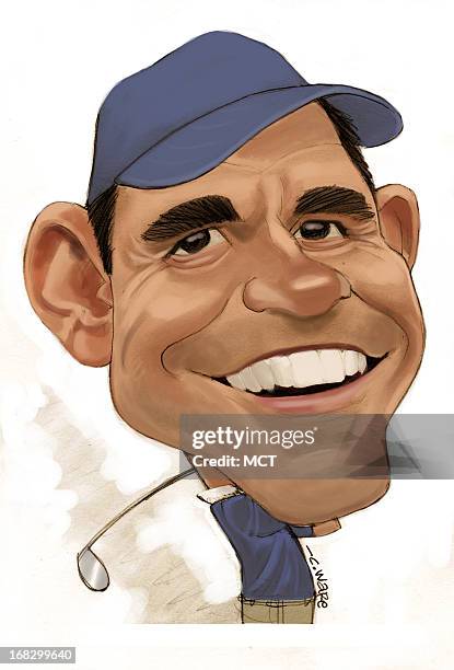 Chris Ware caricature of Irish golfer Padraig Harrington.