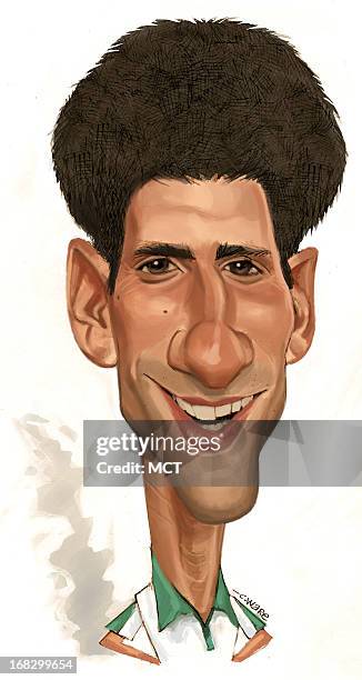 Chris Ware illustration of Serbian tennis player Novak Djokovic.