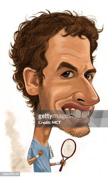 Chris Ware illustration of Scottish tennis player Andy Murray.