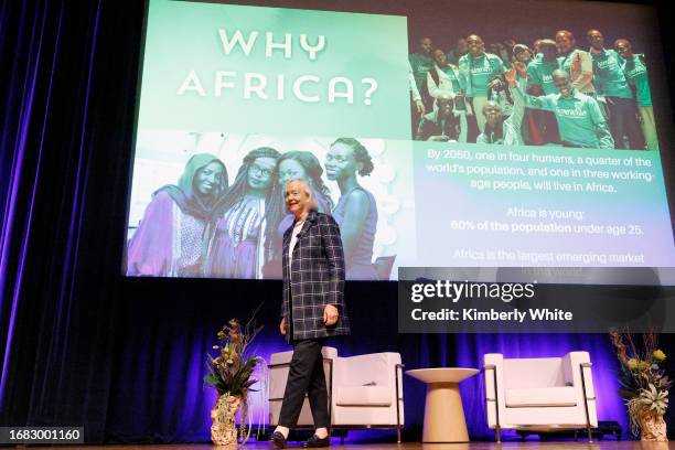 Ambassador Meg Whitman speaks onstage during the U.S. Kenya Business Roadshow on September 15, 2023 in San Francisco, California.